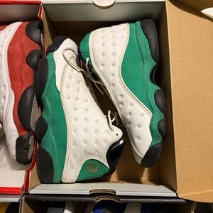 Retro Jordan 13 Green and White Sneakers